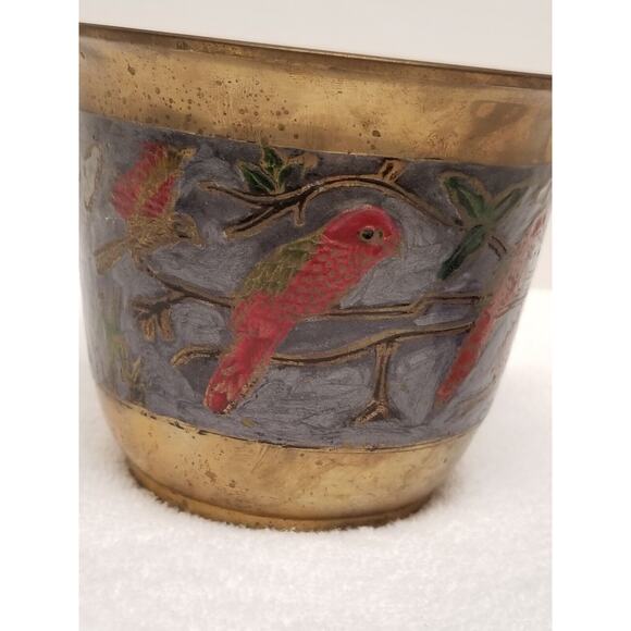 Penco Industries Inc Made in India brass blue inlay w/parrots item498 - Picture 5 of 9